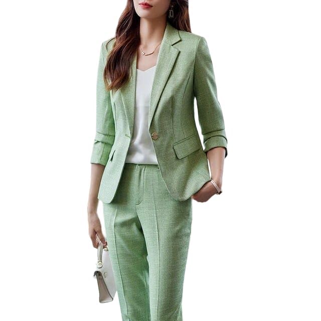 Image of Women's Cotton Blend Blazer and Pant Set with Cami