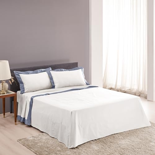 Funda de edredón doble algodón satinado crema CREOLE cama matrimonio 2