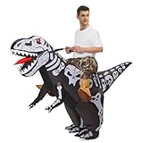 COMIN Inflatable Skeleton Dinosaur Costume for Adults Ride-on Dinosaur Inflatable Costume Blow Up Dinosaur Inflatable Costume for Halloween Party(72'')