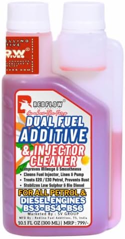 Red Flow Diesel & Petrol Additive | Injector Cleaner (300ML), Treats 60L Diesel & 150L E20 Petrol, for All Cars, Bikes, Scooters. Keeps Engine Clean, Improves Engine Smoothness, Fuel Economy.