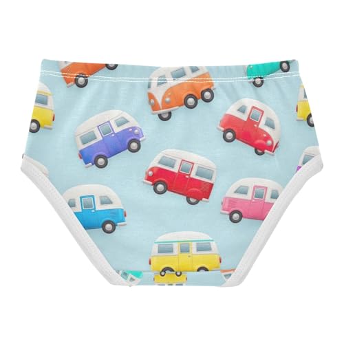 Toddler Girl Panties, Cute Cartoon Cars Blue Cotton Girls Underwear, 2–8 Years2