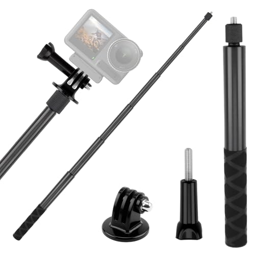 120 cm Perche à Selfie Invisible pour Insta X3 X4 X5 RS, Aluminium Selfie Stick D'Extension Extensible pour GoPro, DJI, Action Camera, pour Filmer des Vlogs...