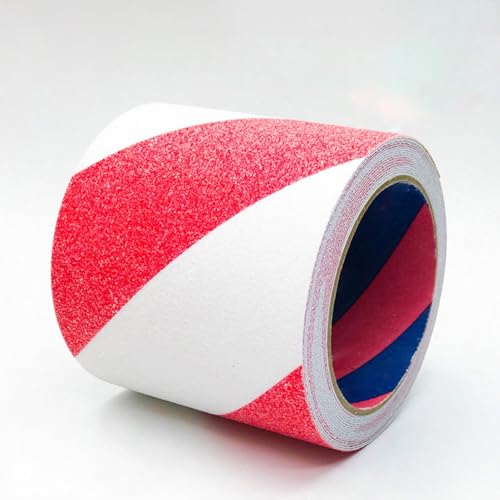 滑り止めの高い牽引力滑り止めトレッドベルト グリップテープ マルチカラー 2-6インチ x 16フィート ロール 階段スロープ用(Red+white W 4in)