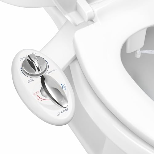 LUXE Bidet NEO 320 - Warm Water, Dual Nozzle, Self-Cleaning, Non-Electric Bidet Attachment for Toilet Seat, Adjustable Water Pressure, Rear & Feminine Wash (White)