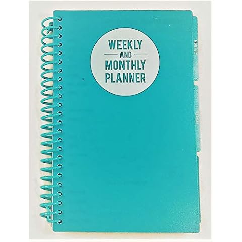 Weekly and Monthly Undated Planner Spiral Bound Plastic Cover (Aqua) Cover