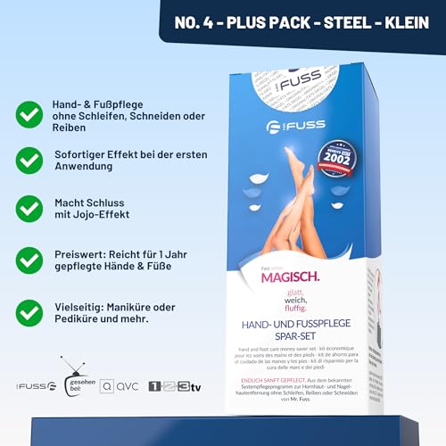 Mr. Fuss Hornhautentferner Aktiv Lösung No. 4 Plus Pack Steel - 3 tlg. Hornhaut Fußpflege Set