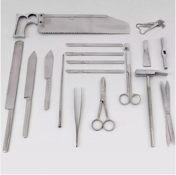 Postmortem Instrument Set/Autopsy/Dissection Kit Anatomy 19Pcs Wooden Box