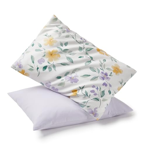 Image of TILLYOU Toddler Pillowcases 13 x 18 Travel Pillow Case 2 Pack, Kids Pillowcases Machine Washable with Envelope Closure, Flower Whispers