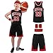 Produktbild Erwachsene Kinder Basketball Trikot Shirt und Shorts 4 Stück Nr.23 Basketball Kleidung mit Wrist Wraps, Mode Ärmellose Basketball Jersey, Hochwertige Basketball Trainings und Spiel Trikot (Schwarz)
