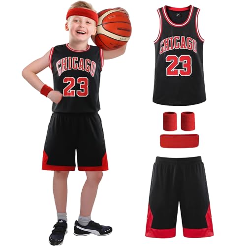 Erwachsene Kinder Basketball Trikot Shirt und Shorts 4 Stück Nr.23...