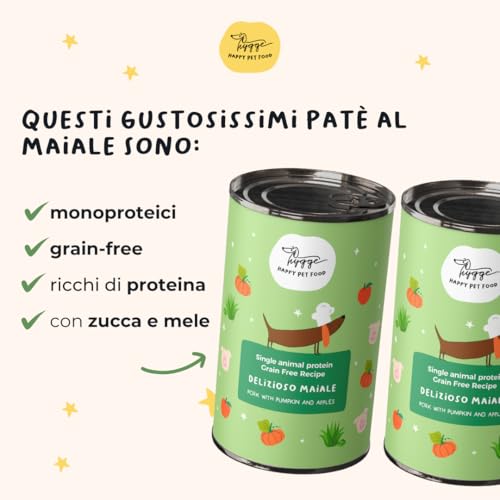 Hygge Dog Nassfutter für Hunde, Monoprotein, mit Kartoffeln und Fenchel, getreidefrei, ideal für empfindliche Hunde, hergestellt in Italien, 12 x 400 g
