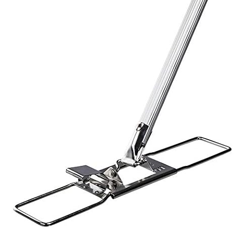 Ha-Ra Ekspres do podłogi 42 cm ze stali nierdzewnej z aluminiowym trzonkiem I wytrzymała myjka do czyszczenia podłóg i ścian I zwrotny mop z antypoślizgowym uchwytem i dzielonym trzonkiem