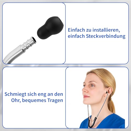 12 Stück Stethoskop-Ohrstöpsel zum Austausch in 3 Farben, bequeme, weiche Ohrstücke für Stethoskope, Silikon-Ohrstöpsel als Stethoskop-Zubehör (Schwarz, Grau, Weiß)