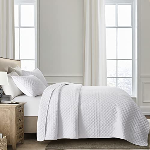 Bonlino Quilt Bedding Set Bed King - Lightweight Soft Quilt Summer Farmhouse Quilt Set, Modern Boho Style Striped As Bedspread Coverlet, With 2 Pillow Shams For Home Bedroom All Season (White, King) #TOP1