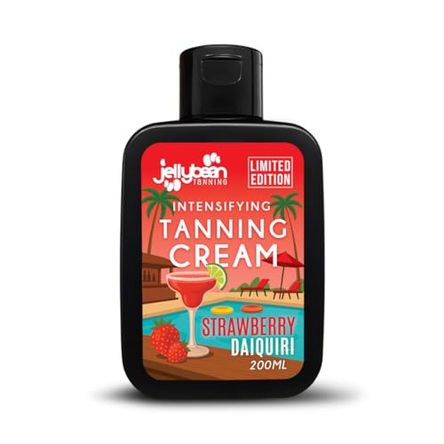 Jellybean Tanning Strawberry Daiquiri Intensifying Cream 200ml – Limited Edition Cocktail Range – Sunbed & Outdoor Accelerator with Aloe Vera, Shea Butter & Vitamin E