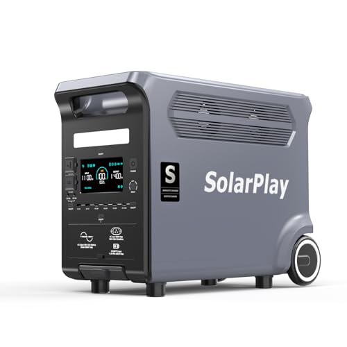 SolarPlay 3840Wh Portable Power Station, 3600W LiFePO4 Battery Solar Generator with 5×120V AC Outlets, 1.3H Fast Charging, Home Backup Power Station for Camping, RV, Off-Grid, Outdoor & Emergencies