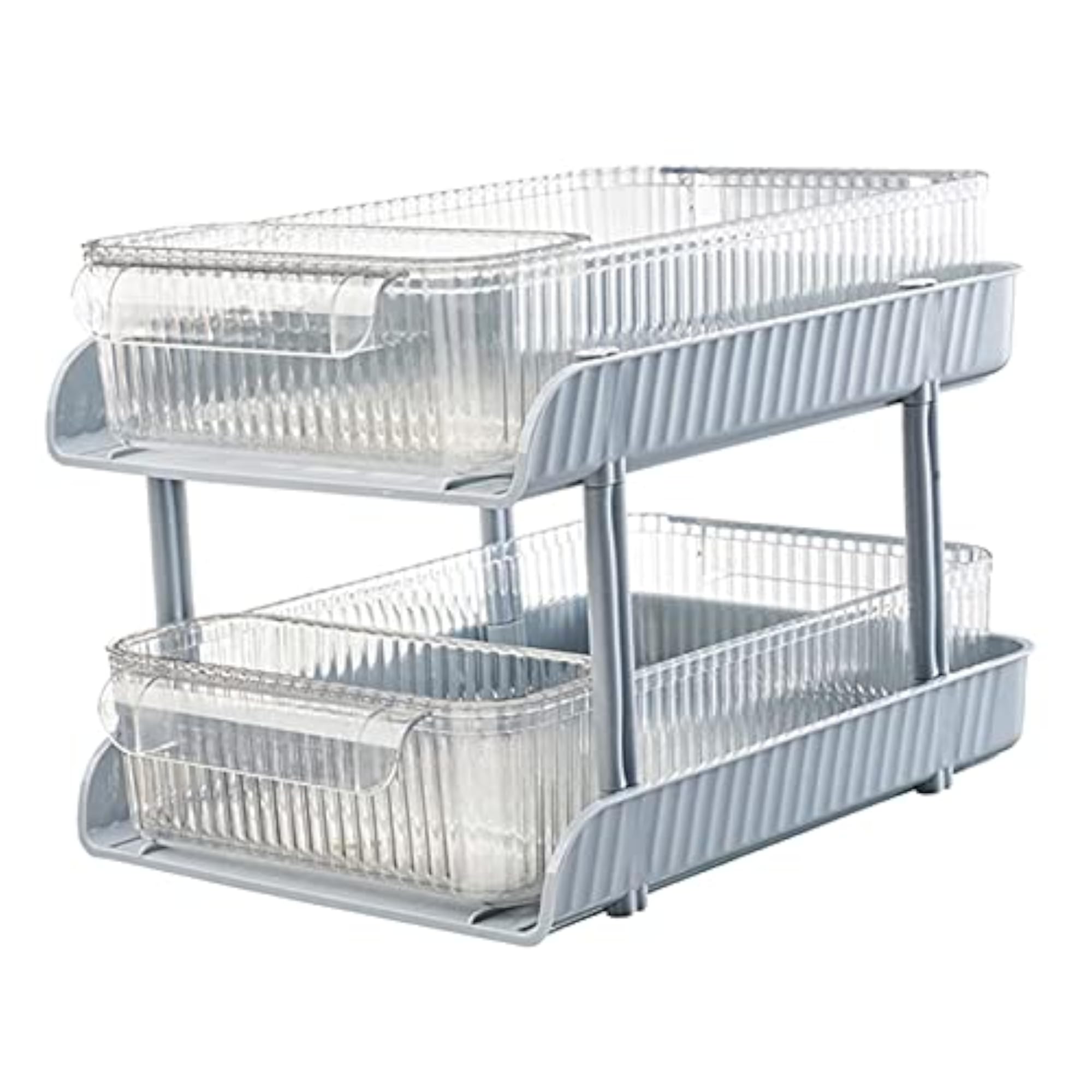 Desktop Organizer Storage with 2 Small Storage Boxes, Gray