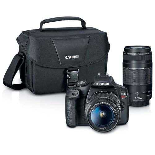 Image of Canon EOS Rebel T7 DSLR Camera with 2 Lens EF-S 18-55mm + EF 75-300mm Lens, Bundle with 32GB Card, Filter Kit, PC Software Package, 1-Year Limited Warranty