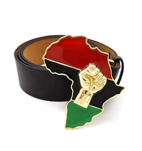 NYFASHION101 Unisex Hip-Hop Pendant Buckle Black Faux Leather Belt