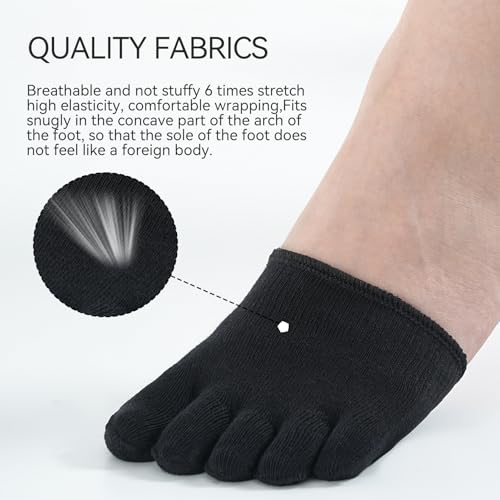 Women's Toe Socks for Mules Half Socks Toe Toppers Liner No Show Invisible Non-slip Toe Covers 6/8 Pairs2