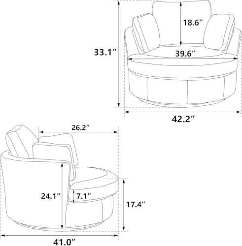 Sillón giratorio cómodo naranja espuma madera miniatura 2