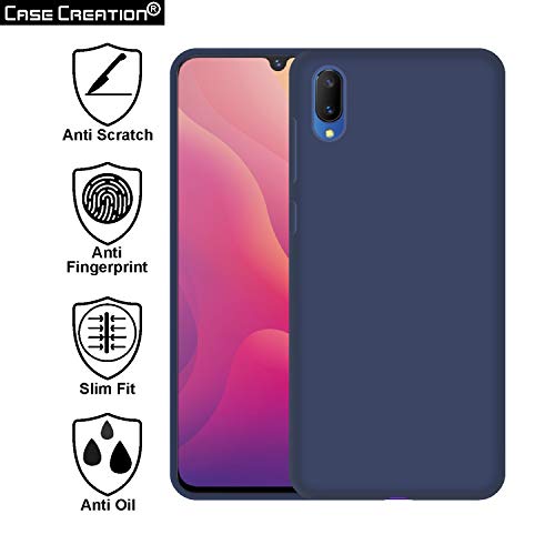 Image of Case Creation Luxurious OG Series for Vivo V11 Pro Case Cover,Anti-Dirty Slim Case Frosted Matte Cute Candy TPU Raised Bezel (Splash of Color) Back Cover for Vivo V11 Pro -Navy Blue