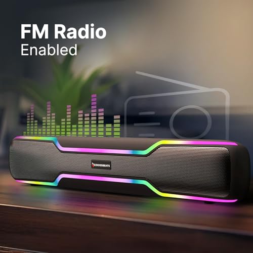 Image of CrossBeats Blaze B50 (2026) Bluetooth 50W Soundbar Gaming RGB Light, AUX, BT, SD Card, USB &FM, 8 Hrs Playtime Fast Charge Sound bar smart tv with Built-in mic, Speaker for Mobile, PC, Laptop - Black