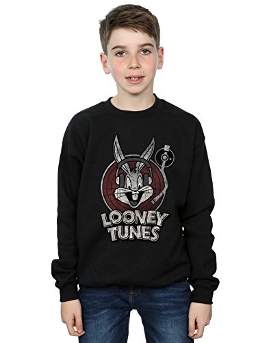 Absolute Cult Looney Tunes Boys Bugs Bunny Circle Logo Sweatshirt Black 7-8 Years