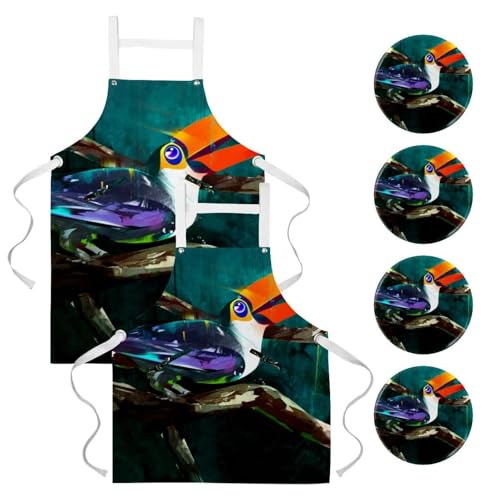 Tablier de serveuse toucan pour la pâtisserie et le service en restaurant