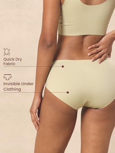 Image of Krvvy Breeze Hipster Underwear for Women | Seamless Mid Waist Panties with Super Stretchable Fabric | Odourless Ventilation | InvisiSoft Edges