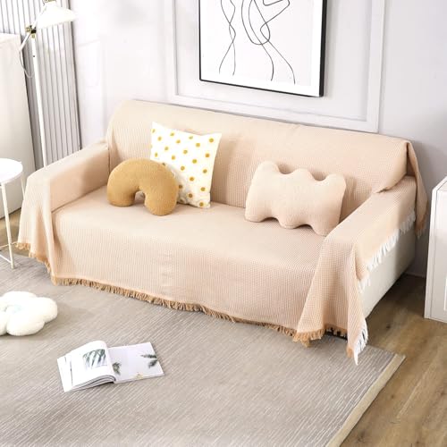 Image of HOKIPO Polyster Cotton Sofa Couch Slipcover 3 Seater, 180 (D) x 300 (L) cm (NEW-AR-4641-N3)