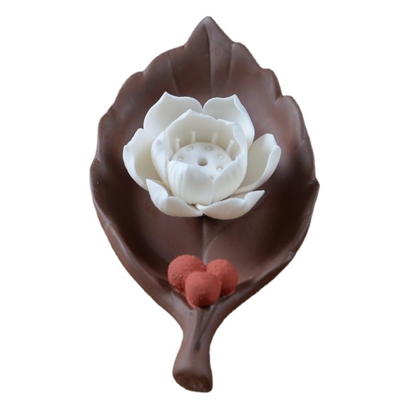Brûleur d'encens en céramique Lotus, un porte-encens haut de gamme façonné main
