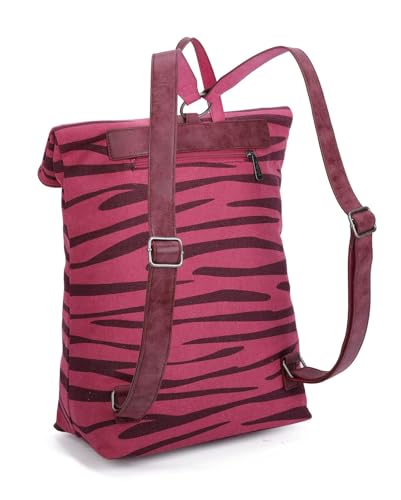 Sac à dos en toile léopard Izzy03 rose et vert pour femme urbaine - 2