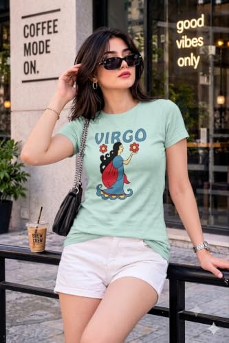 Image of Preneum Women's Graphic Printed T-Shirt, Round Neck Half Sleeve Casual Slim Fit Cotton Blend Tee, College, Office & Travel