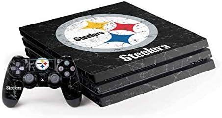 Skinit Decal Gaming Skin Compatible with PS4 Pro Console and Controller Bundle - Officially Licensed NFL Pittsburgh Steelers Distressed Design
