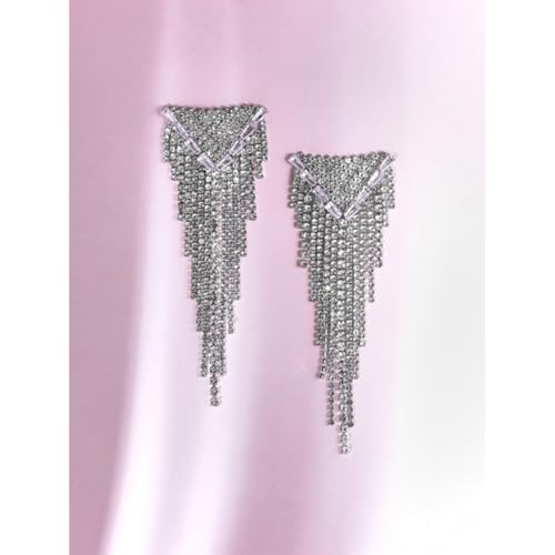 Image of Rubans Demi Fine Stainless Steel Dangler Earrings CZ Gift for Women & Girls