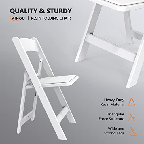 FCH Plastic Folding Chair with Padded Seat, Resin Foldable Chairs with Soft Cushion, Comfortable and Sturdy, Suitable for Indoor and Outdoor, Parties, Weddings, Commercial Events, White, 1 Pack - Thumbnail 3