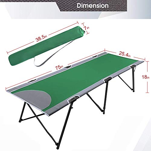 Portal Portable Adults Outdoor Bed Camp Cots For Sleeping With Carry Bag For Home, Travel, Office, Beach, Support Up To 300Lbs, Green #TOP2