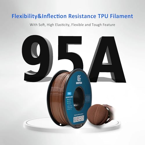 Image of Geeetech TPU Filament 1.75mm, Shore 95A - Flexible 3D Printer Filament with High Elasticity, 1KG (2.2lbs) Spool, Dimensional Accuracy ±0.03mm, Fits Most FDM Printers (Brown)