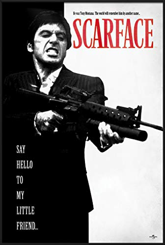 POSTER STOP ONLINE Scarface - Framed Movie Poster/Print (Tony Montana - Say Hello to My Little Friend) (Size 24" x 36")