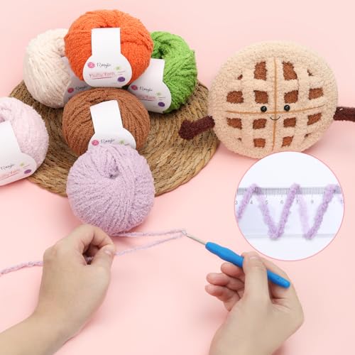 Flauschige Plüsch Wolle zum Häkeln | 3x50g Häkelgarn mit 4mm Nadel | Weich wie Babywolle, Crochet Yarn für Babydecken/Amigurumi/Heimdekoration – Bild 7