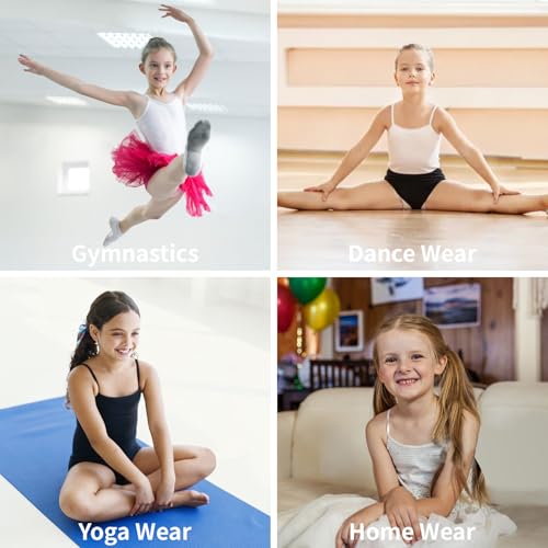 QBK Meninas Regatas Pretas De Algodão, Camisolas Sem Mangas, Camisetas Espaguete Para Dança E Ginást