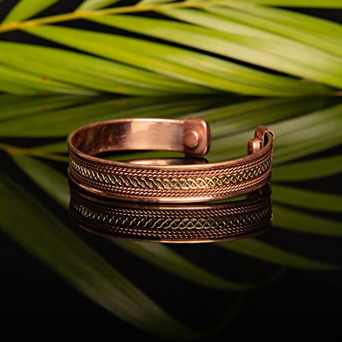 Image of Wonder Care Copper Bracelet for Men & Women | Solid and High Gauge Pure Copper Bracelet | Copper Jewelry Cuff kada Adjustable | Best Rakhi Gift for Brother | Copper Band with Velvet Case and Gift Box