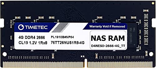 Timetec DDR4-2666 4 Go RAM pour Synology D4NESO-2666-4G Non-ECC Unbuffered SODIMM (Compatible pour RS820RP+, RS820+, DS920+, DS720+, DS420+, DS220+, DS2419+, DS2419+II, DS1819+, DVA3219, DS1618+)
