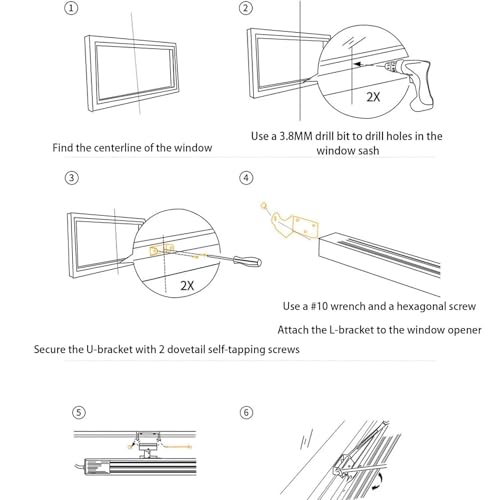 Abreventanas eléctrico de cadena ajustable de 300 a 800 mm 6