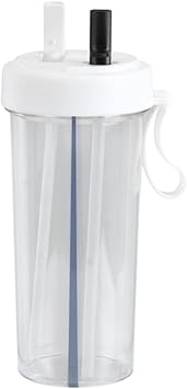 Dual Use Water Bottle 600ml, Dual Use Water Bottle Straw Cup 2 in 1 Water Bottle with Straw and Lid Portable Water Bottle for Camping Travelwhite