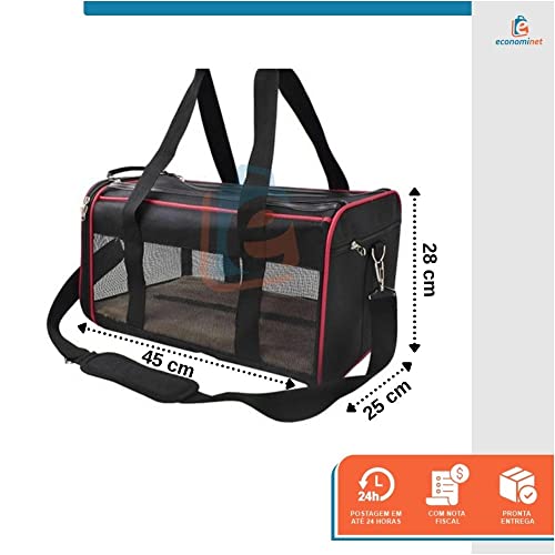 Bolsa Transporte Pet para Avião Cabine Viagem Ventilação Cães e Gatos Reforçada até 10kg Tela Arejad