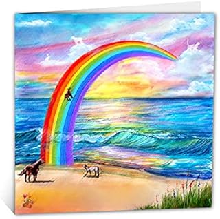 Pet Bereavement Card with Beautiful Verse | Rainbow Bridge Sympathy Card for Loss of a Dog, Cat, Rabbit (140mm x 140mm)