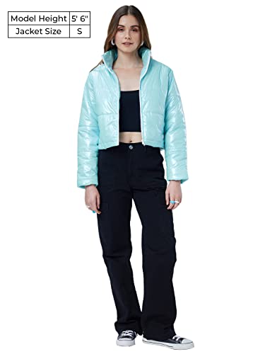 Image of The Souled Store Solids Women and Girls Solid Full Sleeve Cotton Blend Puffer Jackets