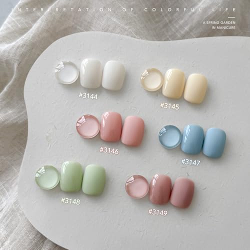Image of GAOY Pastel Spring Gel Nail Polish Set, 6 Colors Blue Green Pink, Soak Off UV Cure Gel for DIY Manicure at Home